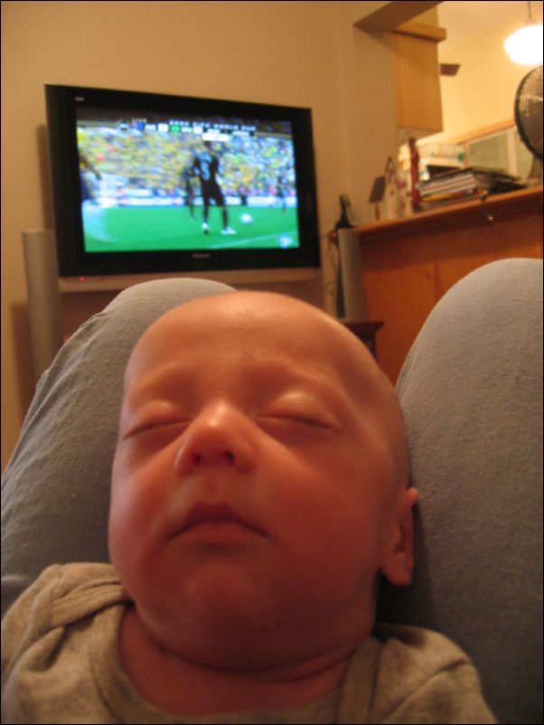 Owen sleeping through the World Cup